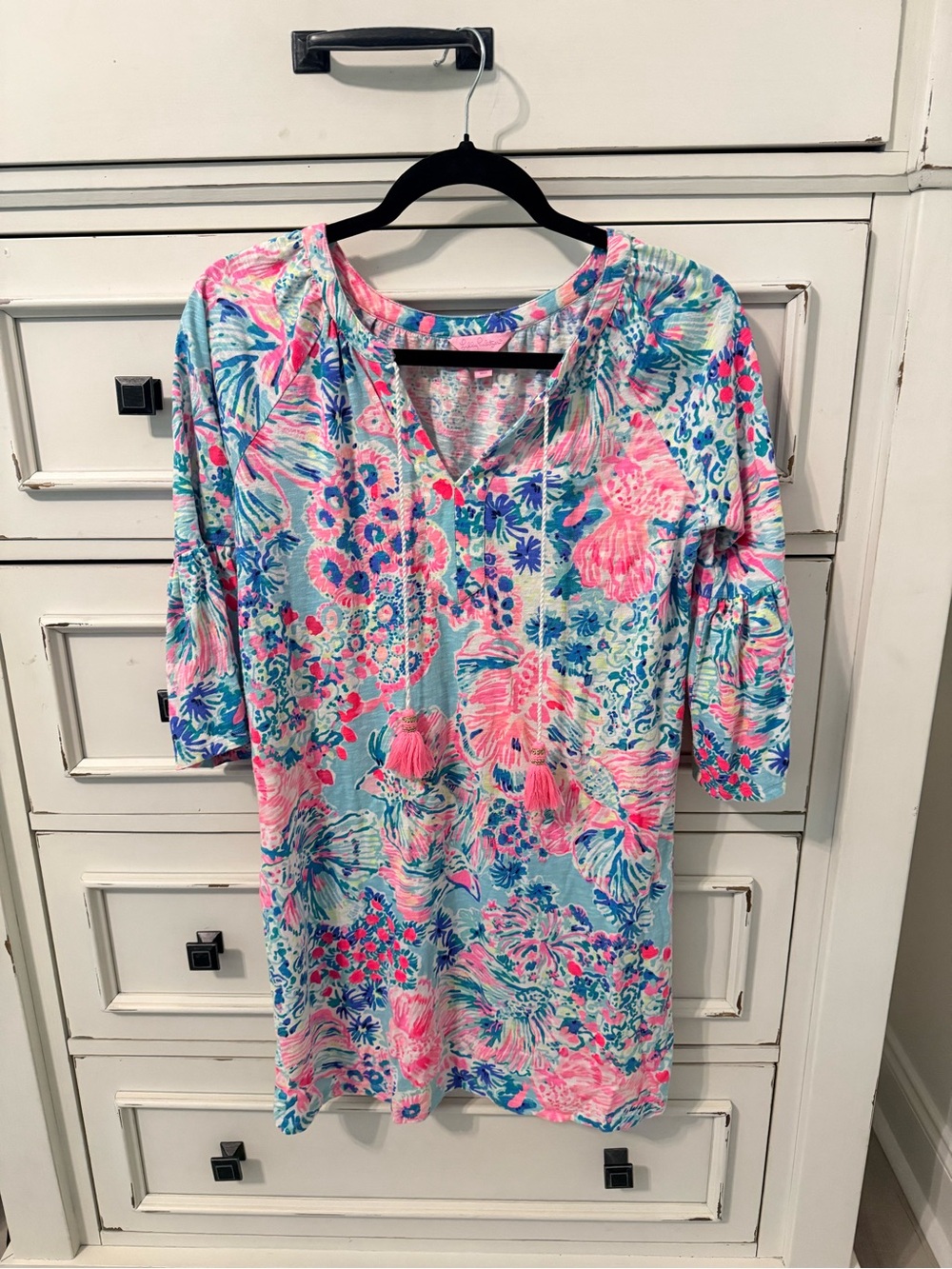 Lilly Pulitzer Pink & Blue Floral Tassel dress